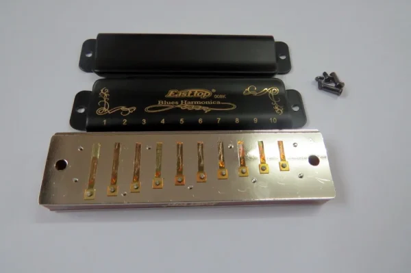 EASTTOP blues harp mouth organ T008K 12keys set music metal harmonica diatonic black cover,for beginner,player,gift - Image 5