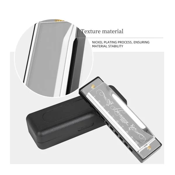 "10 Hole 20 Tone Harmonica In C Key - Colorful Diatonic Blues Harp Mouth Organ for Beginners & Professionals - Image 4
