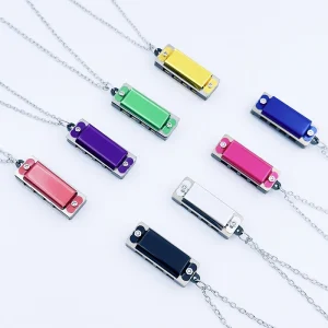 Exquisite Harmonica Pendant Necklace Zinc Alloy Necklace With Mini Harmonica Pendant For Music Lovers And Kids