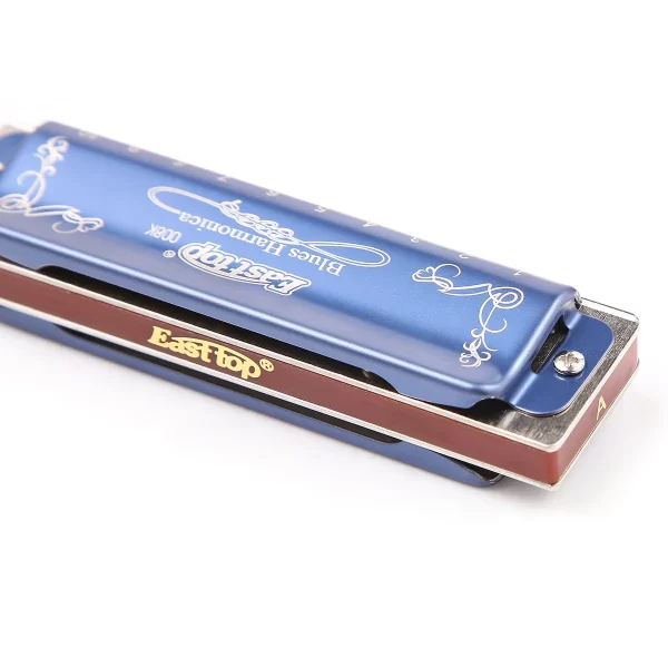 East Top Diatonic Harmonica 10 Holes Blues Harmonica Blue T008K with Case Professional Harmonica for Beginner Students Adults - Image 6