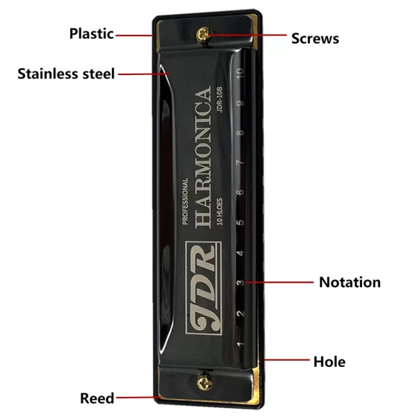 Diatonic 10 Hole Harmonica Mouth Organ With Case Harp Tuning Musical Instrument Key 10 C Tone Blues Clues Gaita Harmonica Kids - Image 2