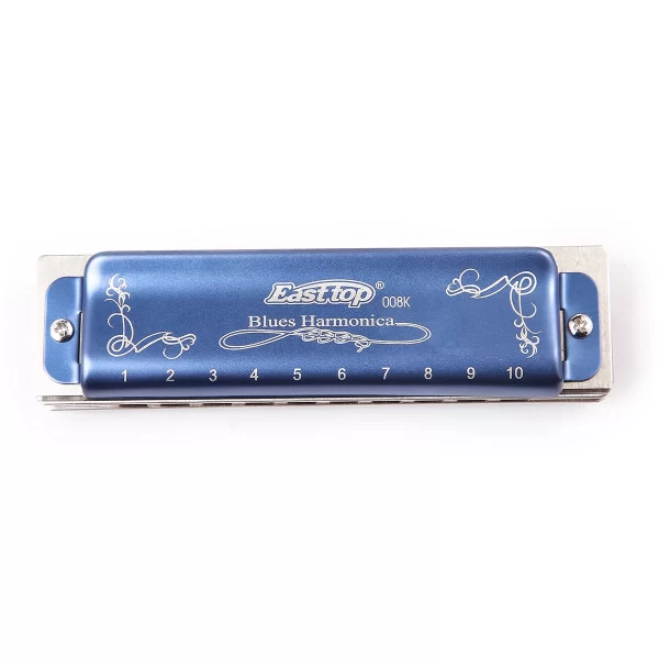 East Top Diatonic Harmonica 10 Holes Blues Harmonica Blue T008K with Case Professional Harmonica for Beginner Students Adults - Image 3