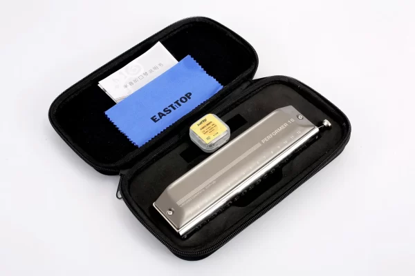 East top new chromatic aluminum comb harmonica,EMP-16,16hole 64tone mouth organ,new style,professional harmonica for player,gift - Image 3