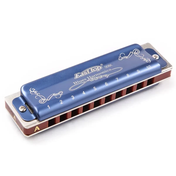 East Top Diatonic Harmonica 10 Holes Blues Harmonica Blue T008K with Case Professional Harmonica for Beginner Students Adults - Image 4