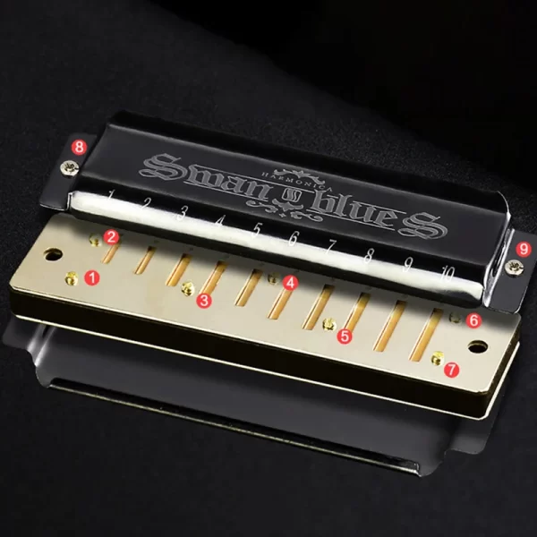 Swan 10 Hole C Harmonica Mouth Organ Blues Harp Phosphor Bronze Case Diatonic Beginner Harmonica Kit for Kids - Image 4