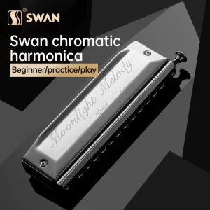 SWAN Chromatic Harmonica, 10-Hole 40 Tones 12-Hole 48 Tones 16-Hole 64 Tones Mouth Organ C Key Harmonica for Adults