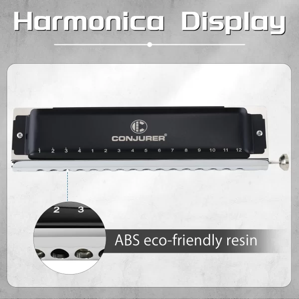 CONJURER Chromatic harmonica 16 Hole 64 Tone black stainless steel key of c musical instrument - Image 2