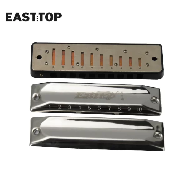 EASTTOP T002 10 Holes 20 Tones Blues Harmonica Key of C Stainless Steel Harp Diatonic Harmonica for Adults Kids Players - Image 6