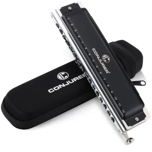 CONJURER Chromatic harmonica 16 Hole 64 Tone black stainless steel key of c musical instrument