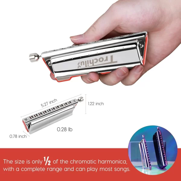 JDR Trochilus 10 Holes Chromatic Harmonica Key of C Armonica Valveless Harp Mouth Organ Chromonica with Case for Beginners - Image 6