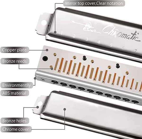 SWAN 1040 Chromatic Harmonica Key of C Professional Musical Instrument - Image 3