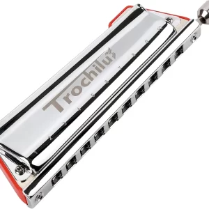 JDR Trochilus 10 Holes Chromatic Harmonica Key of C Armonica Valveless Harp Mouth Organ Chromonica with Case for Beginners