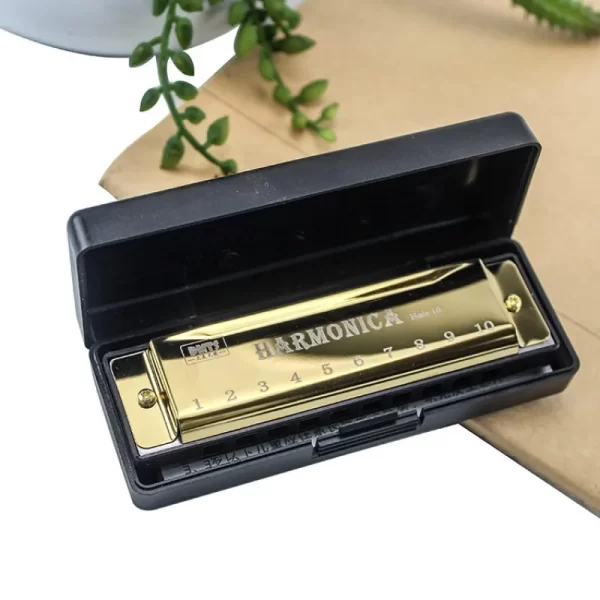 Metal Harmonica Key of C 10 Hole Chromatic Scale Harmonica with Box for Beginner Students Kids Gift - Image 3