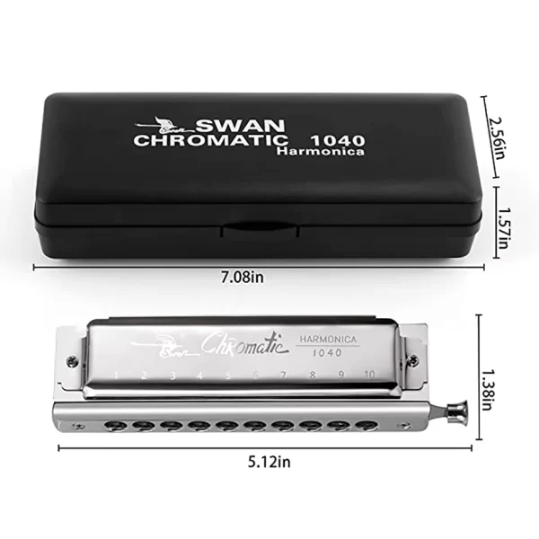 SWAN 1040 Chromatic Harmonica Key of C Professional Musical Instrument - Image 4