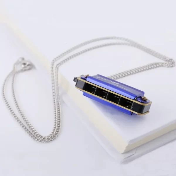 4 Holes 8 Tones Mini Harmonica Metal Chain Necklace Style High Quality Mouth Organ Woodwind Musical Instrument Gifts For Kids - Image 3