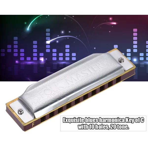 Suzuki 1072-F Folkmaster Standard 10-Hole Diatonic Harmonica Key of F 20 Tone for Beginner Student - Image 3