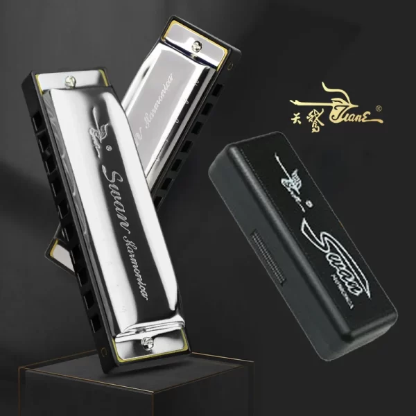 Swan 10 Hole C Harmonica Mouth Organ Blues Harp Phosphor Bronze Case Diatonic Beginner Harmonica Kit for Kids - Image 6