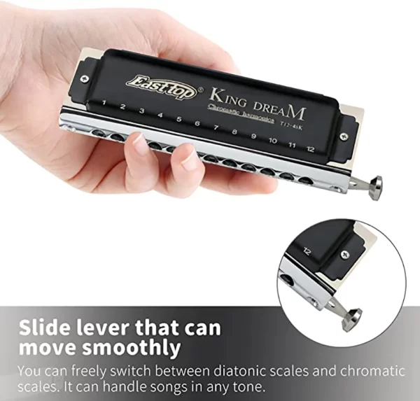East top King Dream Chromatic Harmonica Key of C,12 Holes 48 Tones Professional Mouth Organ Harmonica for Adults, Professionals - Image 3