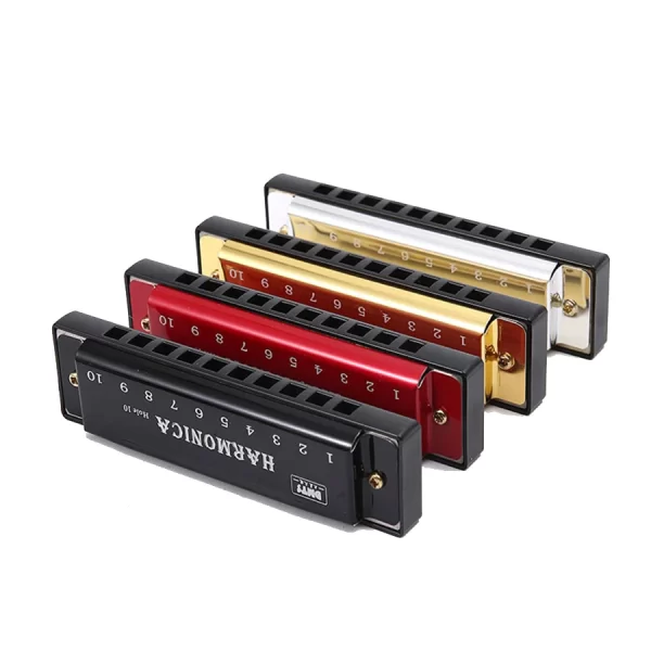 10-Hole Blues Harmonica C Key Professional Diatonic Harmonica for Adults Beginners Rich Sound for Blues Folk Rock Country JXB