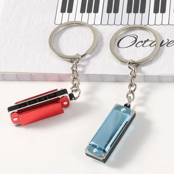 * 0.8cm Musical Instruments Shaped Bag Pendant Gifts for Kids Keys Holder Harmonic Keyring Hanging Pedants Harmonica Keychain - Image 4