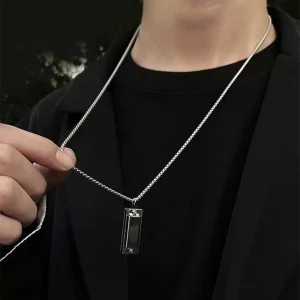 4-Hole 8-Tone Clavicle Chain Men Necklace Female Necklace Korean Style Necklace Mini Harmonica Necklace Mouth Organ Necklace