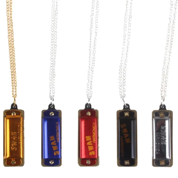 Mini Cute 4 Hole 8 Tone Necklace Harmonica Random Color