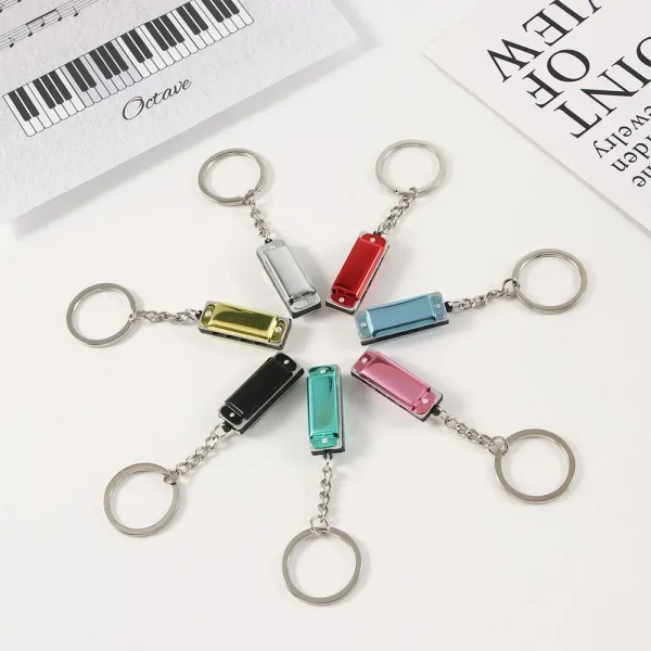 * 0.8cm Musical Instruments Shaped Bag Pendant Gifts for Kids Keys Holder Harmonic Keyring Hanging Pedants Harmonica Keychain - Image 2