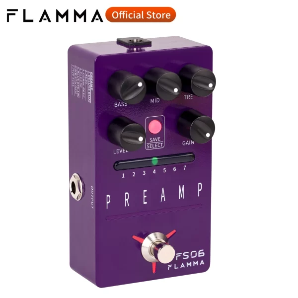 flamma fs06 preamp pedal digital guitar effects pedal with 7 preamp models preset save slot built in cabinet simulation
