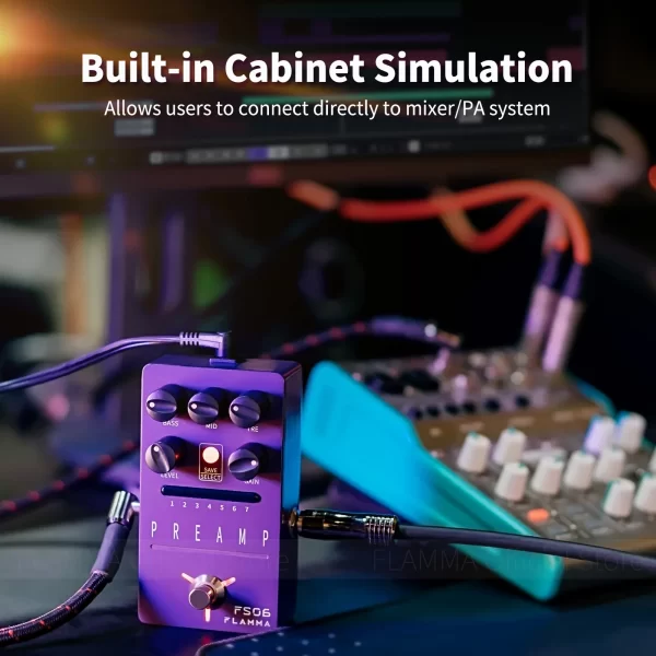 flamma fs06 preamp pedal digital guitar effects pedal with 7 preamp models preset save slot built in cabinet simulation