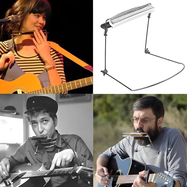24 holes harmonica neck holder metal harmonica harp rack mouth organ stand adjustable harmonica holder