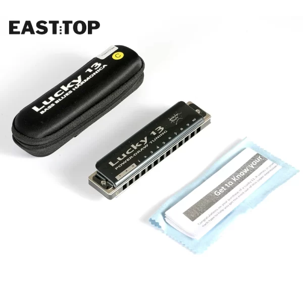 easttop lucky 13 holes powerdraw harmonica professional musical instruments with case for adults student professional players