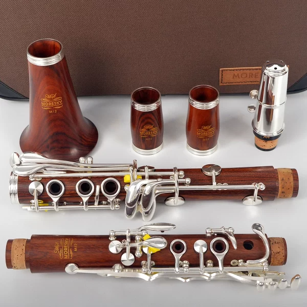 moresky red wood professional clarinet bb rosewood clarinet silvering keys solid wood sib klarnet m12