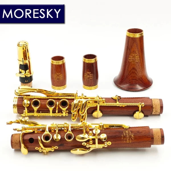 moresky red wood professional clarinet bb rosewood clarinet silvering keys solid wood sib klarnet m12