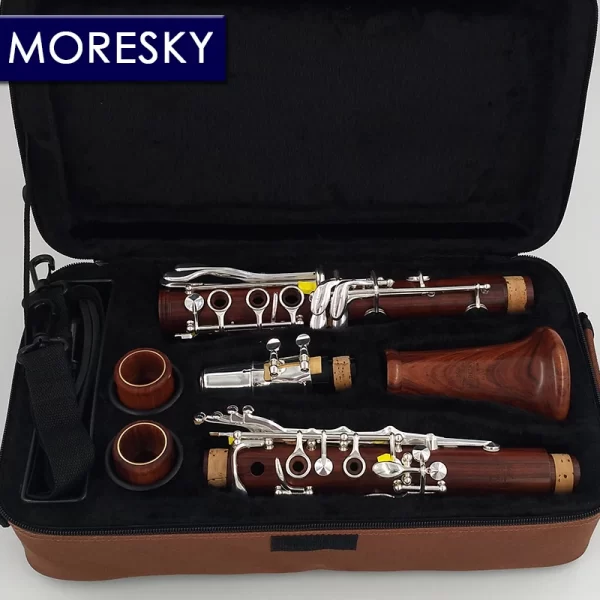 moresky red wood professional clarinet bb rosewood clarinet silvering keys solid wood sib klarnet m12