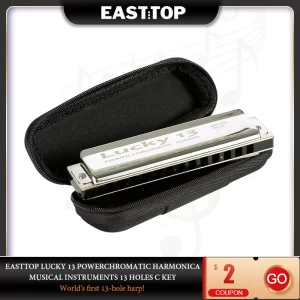 easttop lucky 13 powerchromatic harmonica musical instruments 13 holes c key for beginners