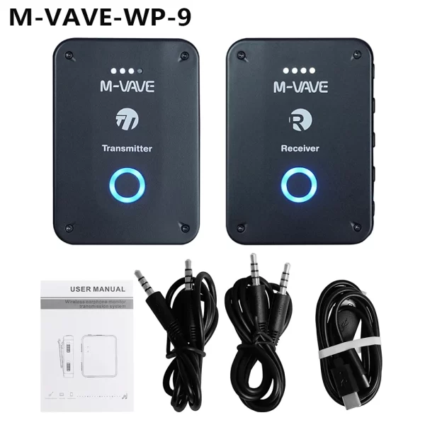 m vave wp 9 rechargeable wireless earphone monitor 2.4ghz ism transmitter receiver support stereo mono recording function