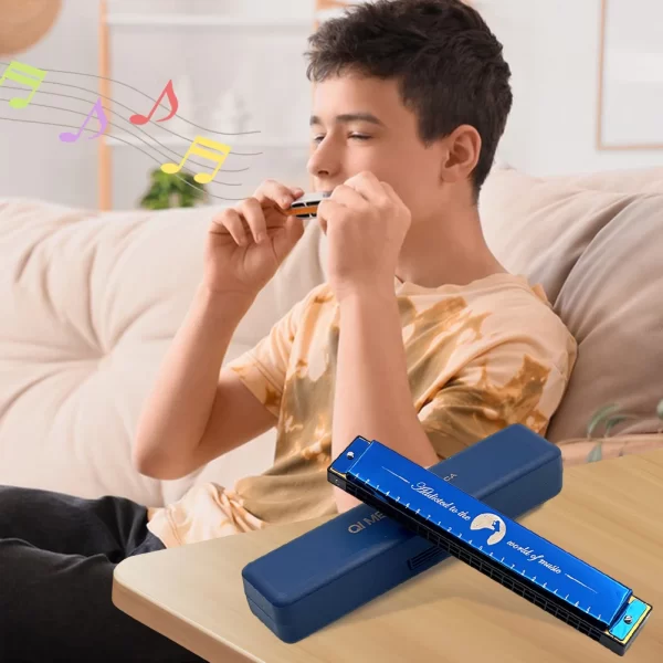 24 holes portable harmonica c key compact mouth organ professional lightweight harmonica musical instrument party favors