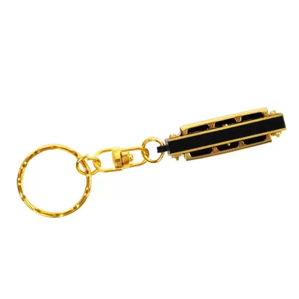 golden suzuki mini harmonica with key chain, 5 holes, 10 tone, new, free shipping, 2pcs per lot