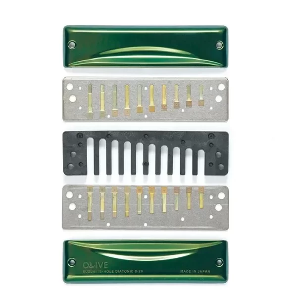 suzuki c 20 olive 10 hole diatonic harmonica green professional blues diatonic harp10 holes musical instrument [choose your key]