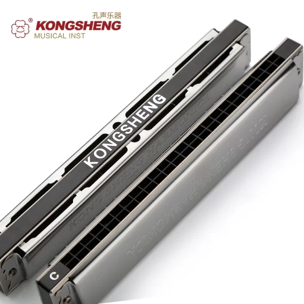 kongsheng tremolo harmonica 24holes mouth organ or beginners harp key of c/#c/d/#d/e/f/#f/g/#g/a/#a/b with box silver harp
