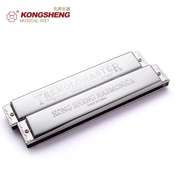 kongsheng tremolo harmonica 24holes mouth organ or beginners harp key of c/#c/d/#d/e/f/#f/g/#g/a/#a/b with box silver harp