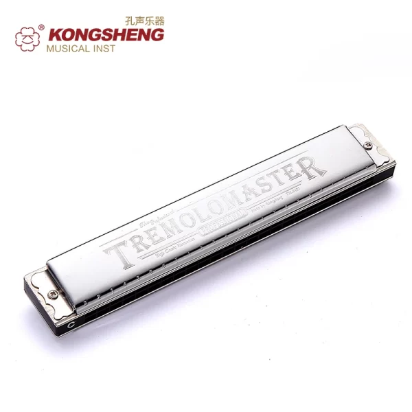 kongsheng tremolo harmonica 24holes mouth organ or beginners harp key of c/#c/d/#d/e/f/#f/g/#g/a/#a/b with box silver harp