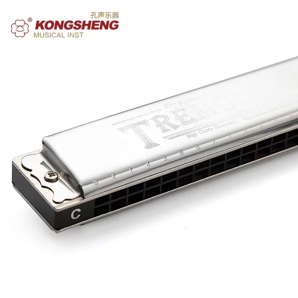 kongsheng tremolo harmonica 24holes mouth organ or beginners harp key of c/#c/d/#d/e/f/#f/g/#g/a/#a/b with box silver harp