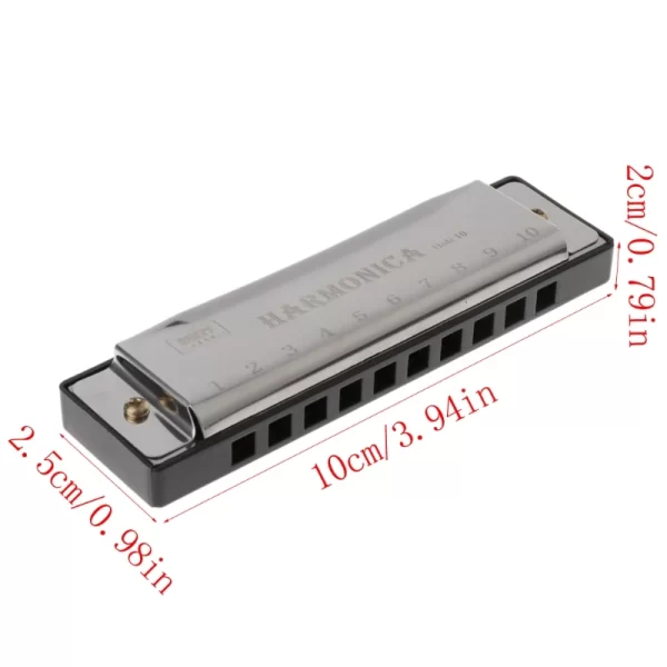 10 Holes Key of C Blues Harmonica Musical Instrument Educational Toy with Case H4GF - Image 3
