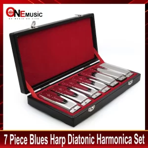 Harmonica SWAN SW1020-7T Bluesband 7 Piece Blues Harp Diatonic Harmonica Set w / Case + wipes
