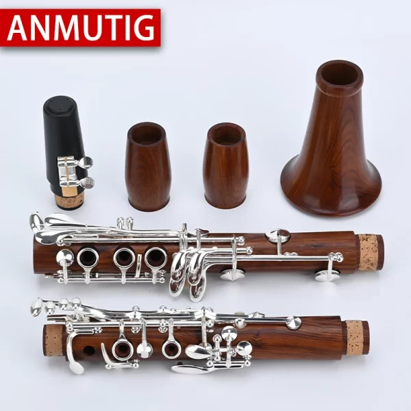 ANMUTIG-Professional Red Wood 17 Key Bb Clarinet, Rosewood Silvering H32 - Image 3